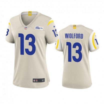 Los Angeles Los Angeles Rams #13 John Wolford Women's Nike Game NFL Jersey - Bone