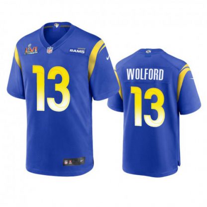 Los Angeles Los Angeles Rams #13 John Wolford Men's Super Bowl LVI Patch Nike Game NFL Jersey - Royal