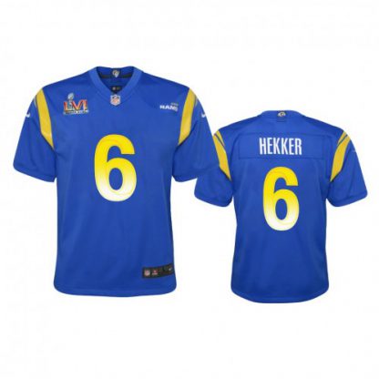 Los Angeles Los Angeles Rams #6 Johnny Hekker Youth Super Bowl LVI Patch Nike Game NFL Jersey - Royal
