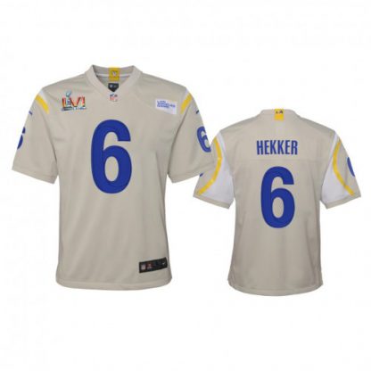 Los Angeles Los Angeles Rams #6 Johnny Hekker Youth Super Bowl LVI Patch Nike Game NFL Jersey - Bone