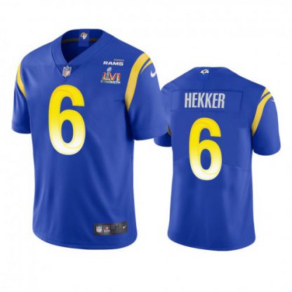 Los Angeles Los Angeles Rams #6 Johnny Hekker Men's Super Bowl LVI Patch Nike Vapor Limited NFL Jersey - Royal