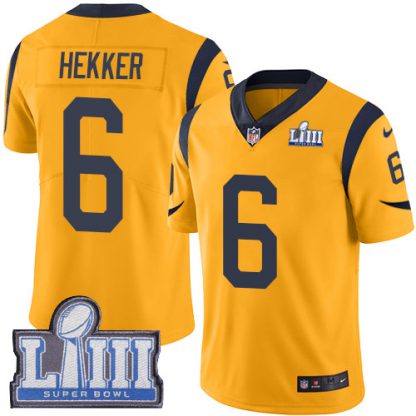 Nike Los Angeles Rams #6 Johnny Hekker Gold Super Bowl LIII Bound Men's Stitched NFL Limited Rush Jersey