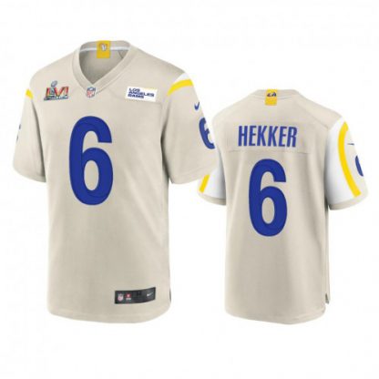 Los Angeles Los Angeles Rams #6 Johnny Hekker Men's Super Bowl LVI Patch Nike Game NFL Jersey - Bone