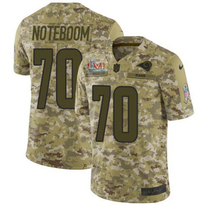 Nike Los Angeles Rams #70 Joseph Noteboom Camo Super Bowl LVI Patch Youth Stitched NFL Limited 2018 Salute To Service Jersey