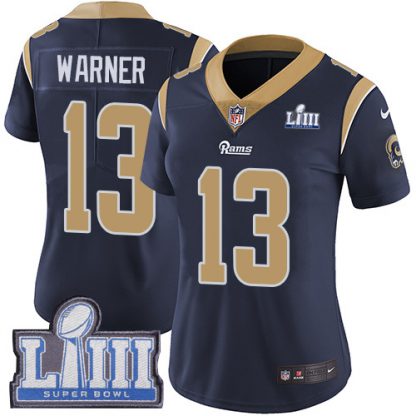 Nike Los Angeles Rams #13 Kurt Warner Navy Blue Team Color Super Bowl LIII Bound Women's Stitched NFL Vapor Untouchable Limited Jersey