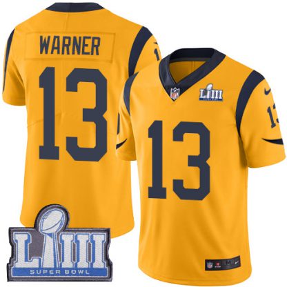 Nike Los Angeles Rams #13 Kurt Warner Gold Super Bowl LIII Bound Men's Stitched NFL Limited Rush Jersey