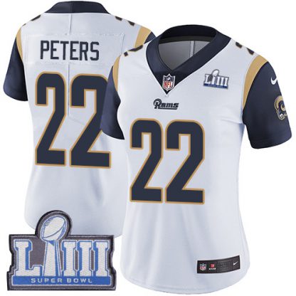 Nike Los Angeles Rams #22 Marcus Peters White Super Bowl LIII Bound Women's Stitched NFL Vapor Untouchable Limited Jersey