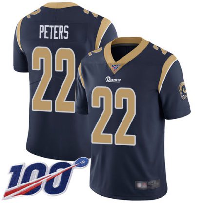 Nike Los Angeles Rams #22 Marcus Peters Navy Blue Team Color Men's Stitched NFL 100th Season Vapor Limited Jersey