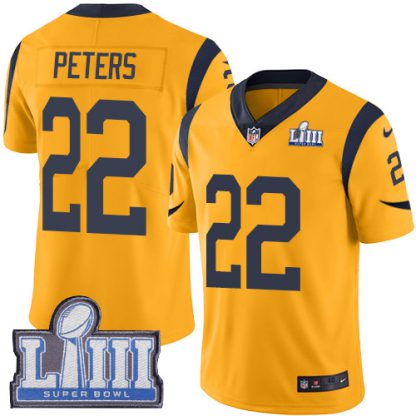 Nike Los Angeles Rams #22 Marcus Peters Gold Super Bowl LIII Bound Men's Stitched NFL Limited Rush Jersey
