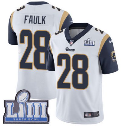 Nike Los Angeles Rams #28 Marshall Faulk White Super Bowl LIII Bound Men's Stitched NFL Vapor Untouchable Limited Jersey