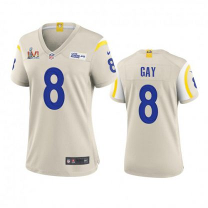 Los Angeles Los Angeles Rams #8 Matt Gay Women's Super Bowl LVI Patch Nike Game NFL Jersey - Bone