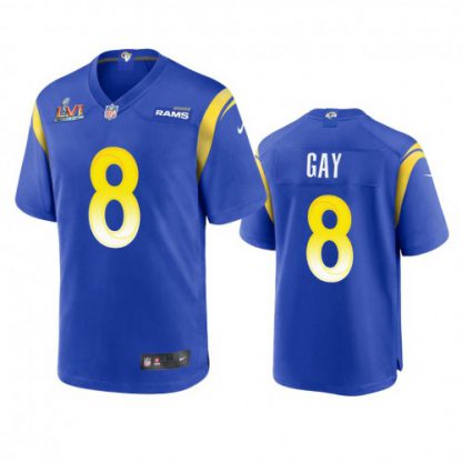 Los Angeles Los Angeles Rams #8 Matt Gay Men's Super Bowl LVI Patch Nike Game NFL Jersey - Royal