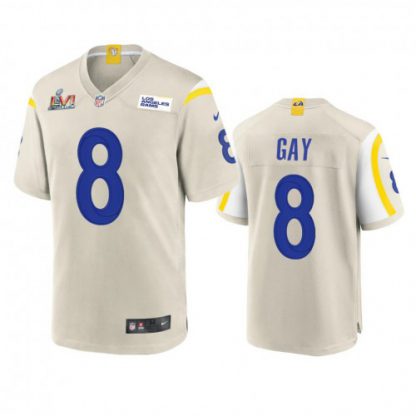 Los Angeles Los Angeles Rams #8 Matt Gay Men's Super Bowl LVI Patch Nike Game NFL Jersey - Bone