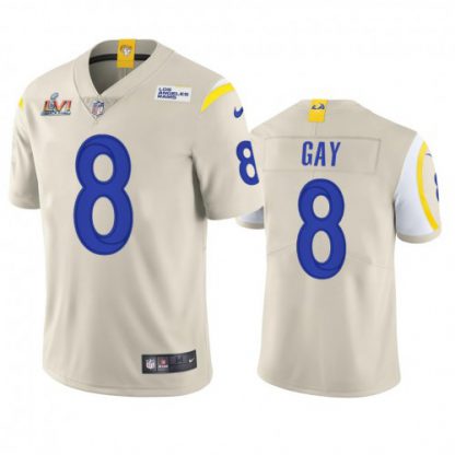 Los Angeles Los Angeles Rams #8 Matt Gay Men's Super Bowl LVI Patch Nike Vapor Limited NFL Jersey - Bone
