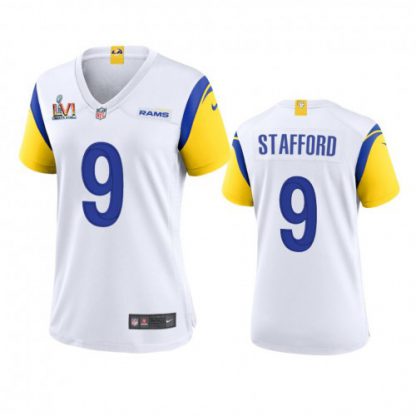 Los Angeles Los Angeles Rams #9 Matthew Stafford Women's Super Bowl LVI Patch Nike Alternate Game NFL Jersey - White