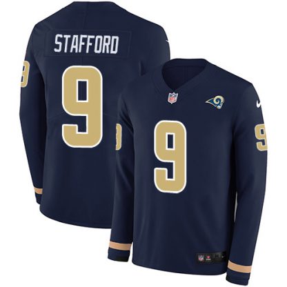 Los Angeles Los Angeles Rams #9 Matthew Stafford Navy Blue Team Color Youth Stitched NFL Limited Therma Long Sleeve Jersey