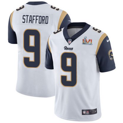 Nike Los Angeles Rams #9 Matthew Stafford White Super Bowl LVI Patch Youth Stitched NFL Vapor Untouchable Limited Jersey