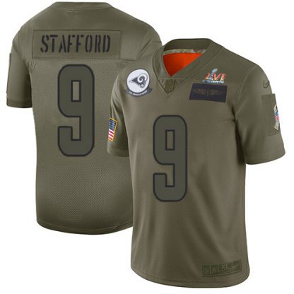 Nike Los Angeles Rams #9 Matthew Stafford Camo Super Bowl LVI Patch Youth Stitched NFL Limited 2019 Salute To Service Jersey