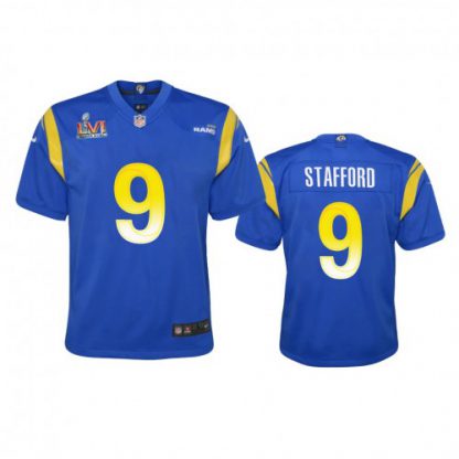 Los Angeles Los Angeles Rams #9 Matthew Stafford Youth Super Bowl LVI Patch Nike Game NFL Jersey - Royal