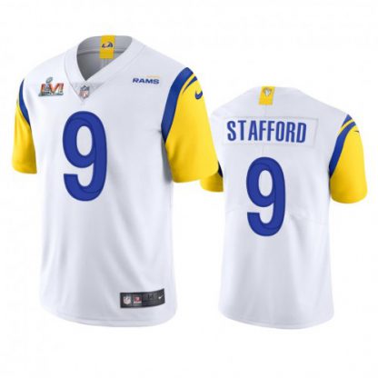 Los Angeles Los Angeles Rams #9 Matthew Stafford Men's Super Bowl LVI Patch Nike Alternate Vapor Limited NFL Jersey - White