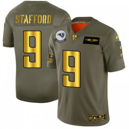 Los Angeles Los Angeles Rams #9 Matthew Stafford NFL Men's Nike Olive Gold 2019 Salute to Service Limited Jersey