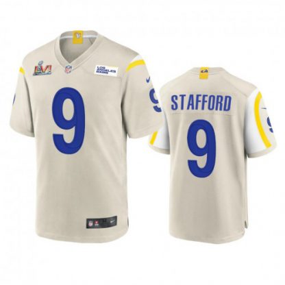 Los Angeles Los Angeles Rams #9 Matthew Stafford Men's Super Bowl LVI Patch Nike Game NFL Jersey - Bone