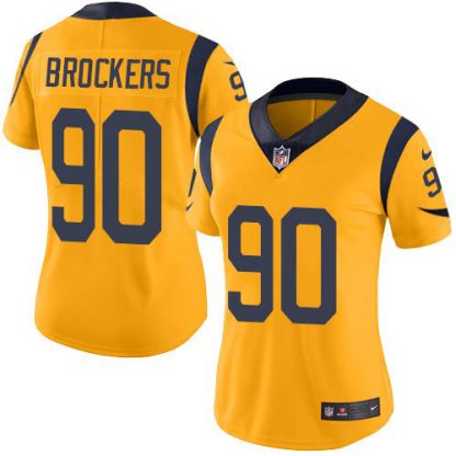 Nike Los Angeles Rams #90 Michael Brockers Gold Women's Stitched NFL Limited Rush Jersey