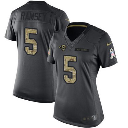Nike Los Angeles Rams #5 Jalen Los Angeles Ramsey Black Women's Stitched NFL Limited 2016 Salute to Service Jersey
