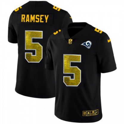 Los Angeles Los Angeles Rams #5 Jalen Los Angeles Ramsey Men's Black Nike Golden Sequin Vapor Limited NFL Jersey