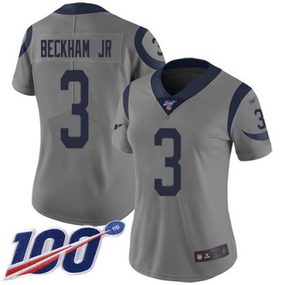 Nike Los Angeles Rams #3 Odell Beckham Jr. Gray Women's Stitched NFL Limited Inverted Legend 100th Season Jersey