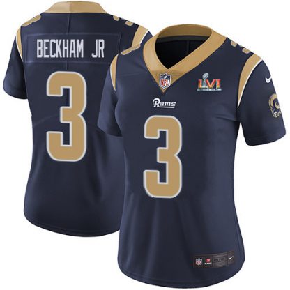 Nike Los Angeles Rams #3 Odell Beckham Jr. Navy Blue Team Color Super Bowl LVI Patch Women's Stitched NFL Vapor Untouchable Limited Jersey