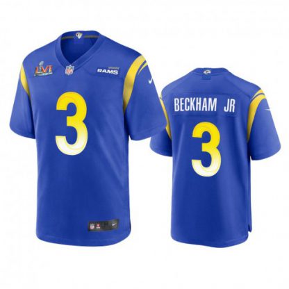 Los Angeles Los Angeles Rams #3 Odell Beckham Jr. Men's Super Bowl LVI Patch Nike Game NFL Jersey - Royal