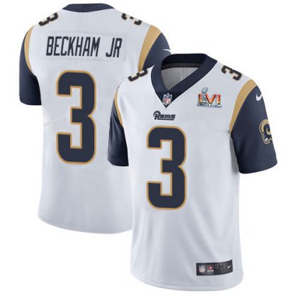 Nike Los Angeles Rams #3 Odell Beckham Jr. White Super Bowl LVI Patch Men's Stitched NFL Vapor Untouchable Limited Jersey
