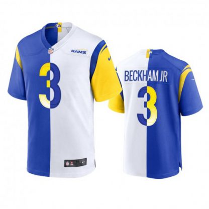 Los Angeles Los Angeles Rams #3 Odell Beckham Jr. Men's Nike Royal White Split Game NFL Limited Jersey