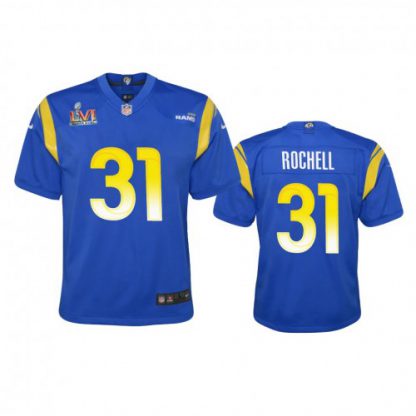 Los Angeles Los Angeles Rams #31 Robert Rochell Youth Super Bowl LVI Patch Nike Game NFL Jersey - Royal