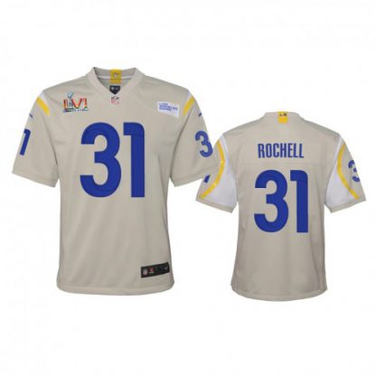 Los Angeles Los Angeles Rams #31 Robert Rochell Youth Super Bowl LVI Patch Nike Game NFL Jersey - Bone