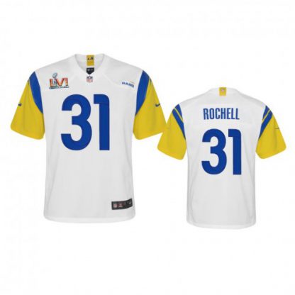 Los Angeles Los Angeles Rams #31 Robert Rochell Youth Super Bowl LVI Patch Nike Alternate Game NFL Jersey - White