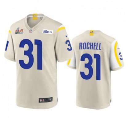 Los Angeles Los Angeles Rams #31 Robert Rochell Men's Super Bowl LVI Patch Nike Game NFL Jersey - Bone