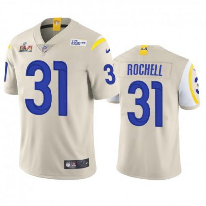 Los Angeles Los Angeles Rams #31 Robert Rochell Men's Super Bowl LVI Patch Nike Vapor Limited NFL Jersey - Bone