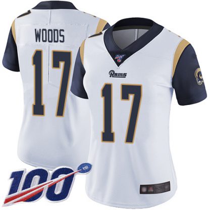 Nike Los Angeles Rams #17 Robert Woods White Women's Stitched NFL 100th Season Vapor Limited Jersey
