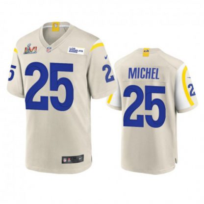 Los Angeles Los Angeles Rams #25 Sony Michel Men's Super Bowl LVI Patch Nike Game NFL Jersey - Bone