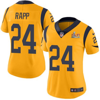 Nike Los Angeles Rams #24 Taylor Rapp White Super Bowl LVI Patch Women's Stitched NFL Vapor Untouchable Limited Jersey