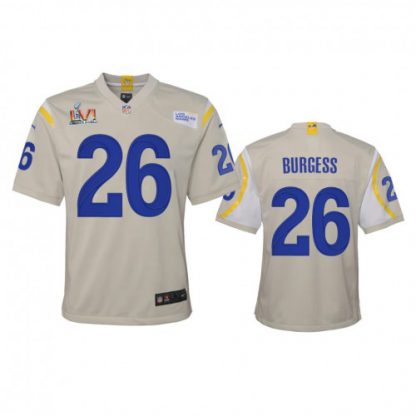Los Angeles Los Angeles Rams #26 Terrell Burgess Youth Super Bowl LVI Patch Nike Game NFL Jersey - Bone