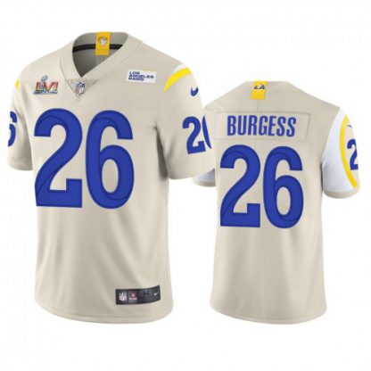 Los Angeles Los Angeles Rams #26 Terrell Burgess Men's Super Bowl LVI Patch Nike Vapor Limited NFL Jersey - Bone