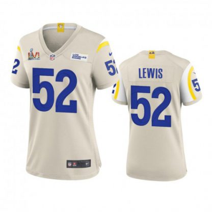 Los Angeles Los Angeles Rams #52 Terrell Lewis Women's Super Bowl LVI Patch Nike Game NFL Jersey - Bone