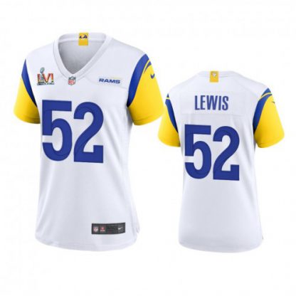 Los Angeles Los Angeles Rams #52 Terrell Lewis Women's Super Bowl LVI Patch Nike Alternate Game NFL Jersey - White