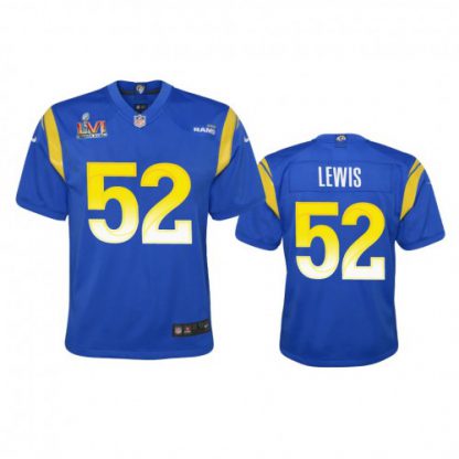 Los Angeles Los Angeles Rams #52 Terrell Lewis Youth Super Bowl LVI Patch Nike Game NFL Jersey - Royal