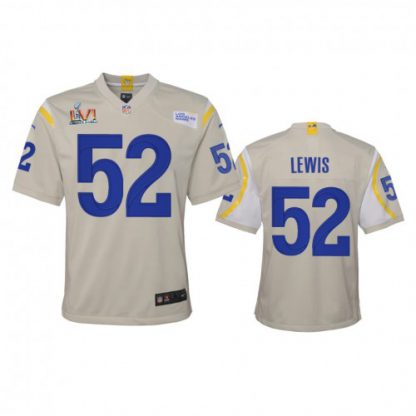 Los Angeles Los Angeles Rams #52 Terrell Lewis Youth Super Bowl LVI Patch Nike Game NFL Jersey - Bone