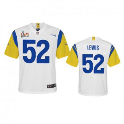 Los Angeles Los Angeles Rams #52 Terrell Lewis Youth Super Bowl LVI Patch Nike Alternate Game NFL Jersey - White