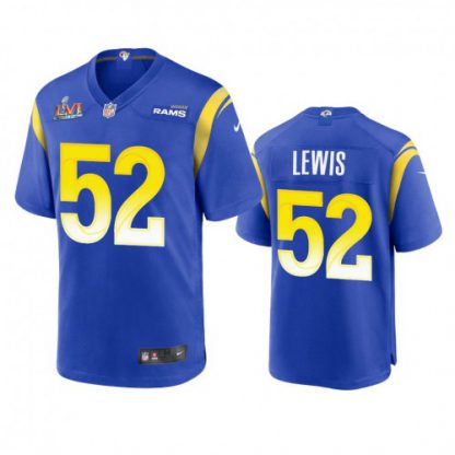Los Angeles Los Angeles Rams #52 Terrell Lewis Men's Super Bowl LVI Patch Nike Game NFL Jersey - Royal